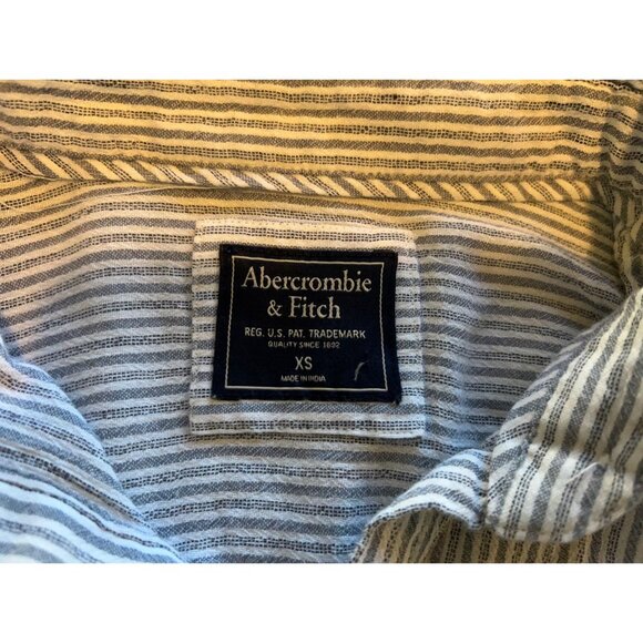 Abercrombie & Fitch XS VISCOSE BLEND Button Down Shirt Blue White Striped Collar - Picture 6 of 11